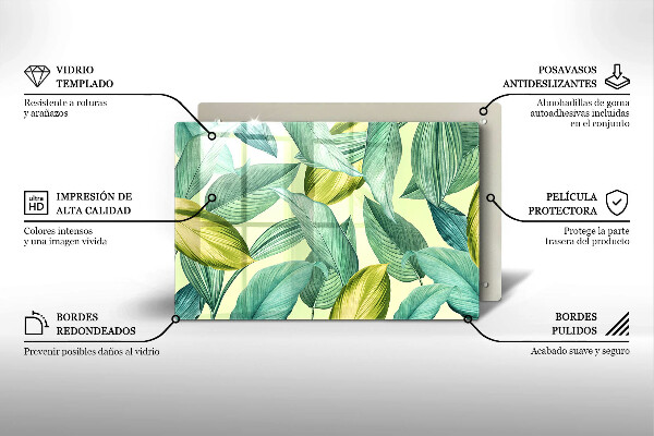 Skärbräda glas modern Grönt tropiskt