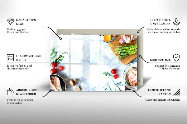 Skärbräda glas modern Ingredienser i köket