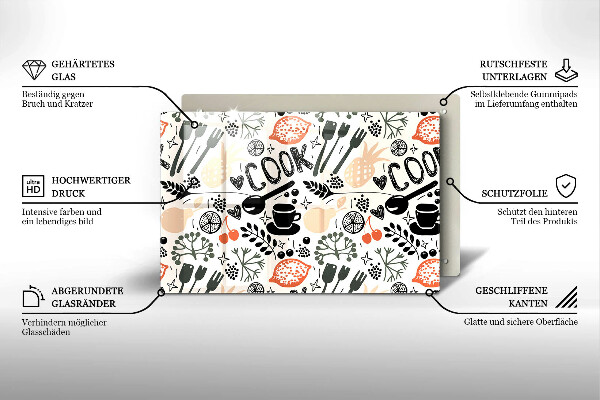 Skärbräda glas modern Kökstema ritning