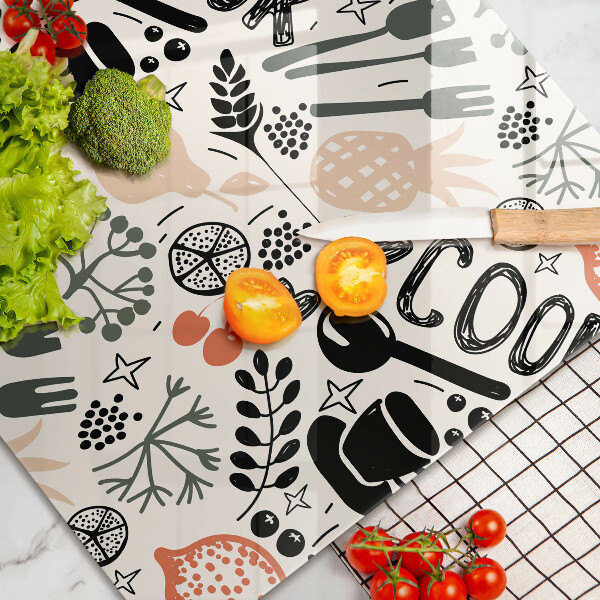 Skärbräda glas modern Kökstema ritning