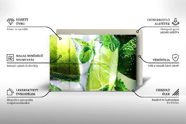 Skärbräda glas modern Vatten med lime och is