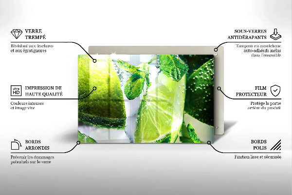 Skärbräda glas modern Vatten med lime och is