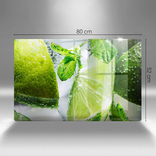 Skärbräda glas modern Vatten med lime och is