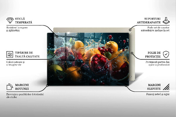 Skärbräda glas modern Frukt i vatten