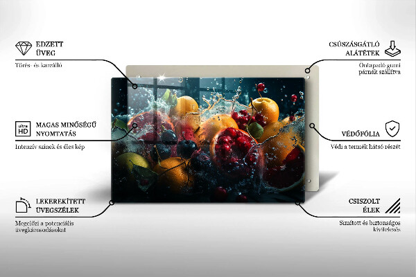 Skärbräda glas modern Frukt i vatten