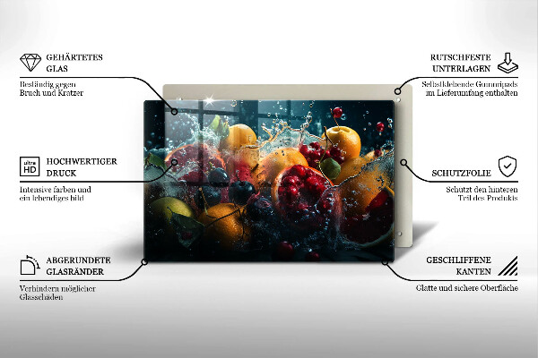 Skärbräda glas modern Frukt i vatten