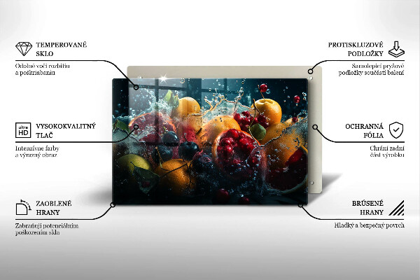 Skärbräda glas modern Frukt i vatten