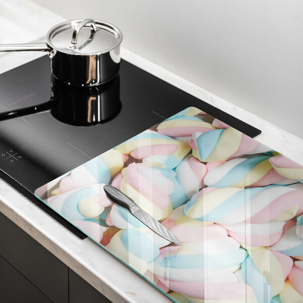 Skärbräda glas modern Färgglada marshmallows