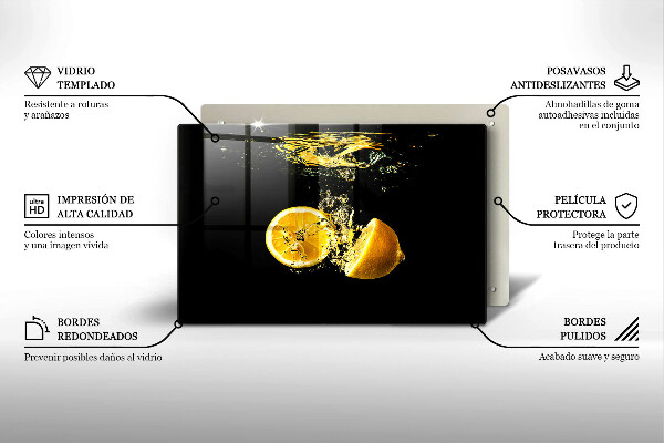 Skärbräda glas modern Saftig citronfrukt