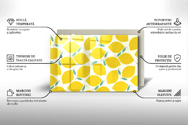 Skärbräda glas modern Tecknade citroner