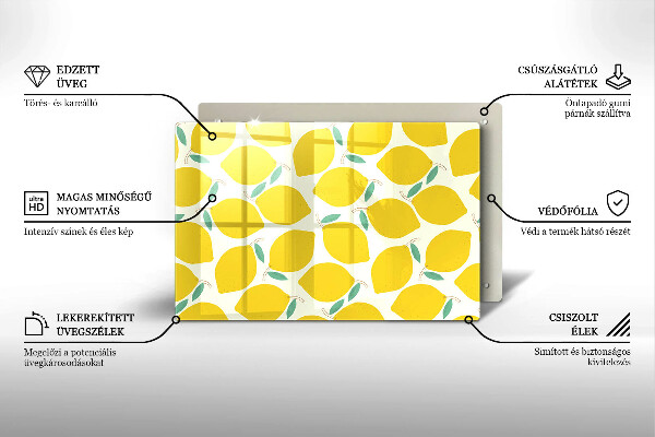 Skärbräda glas modern Tecknade citroner