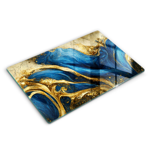 Skärbräda glas modern Blåguld marmor