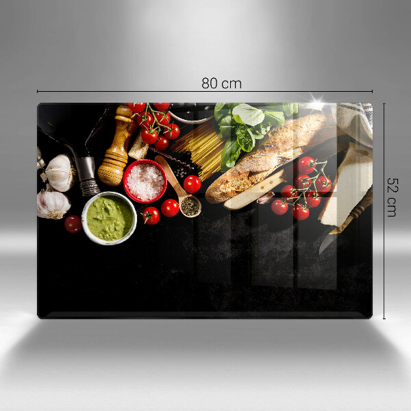 Skärbräda glas modern Italienska ingredienser och kryddor