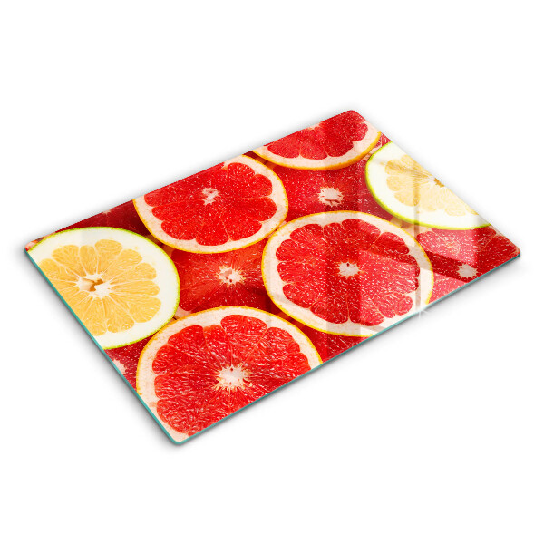 Skärbräda glas modern Grapefruktskivor