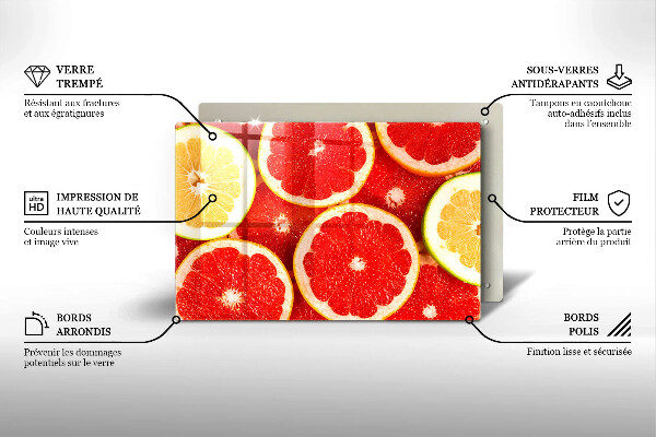 Skärbräda glas modern Grapefruktskivor