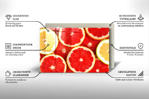 Skärbräda glas modern Grapefruktskivor
