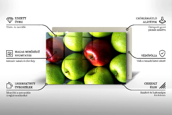 Skärbräda glas modern Saftiga äpplen