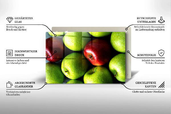 Skärbräda glas modern Saftiga äpplen