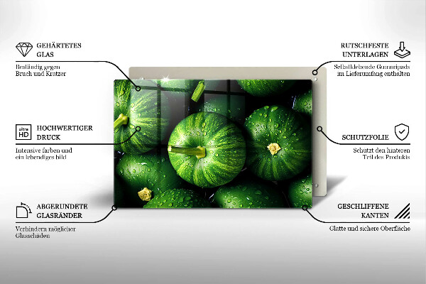 Skärbräda glas modern Gröna pumpor