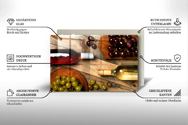 Skärbräda glas modern Vinflaskor och druvor