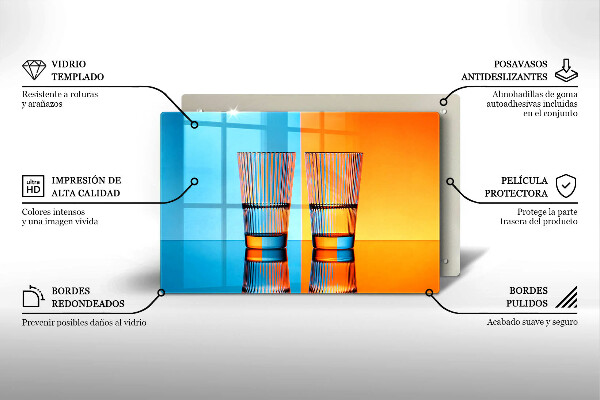 Skärbräda glas modern Två glas vatten