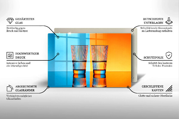 Skärbräda glas modern Två glas vatten