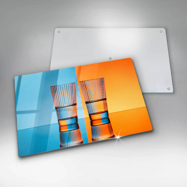 Skärbräda glas modern Två glas vatten