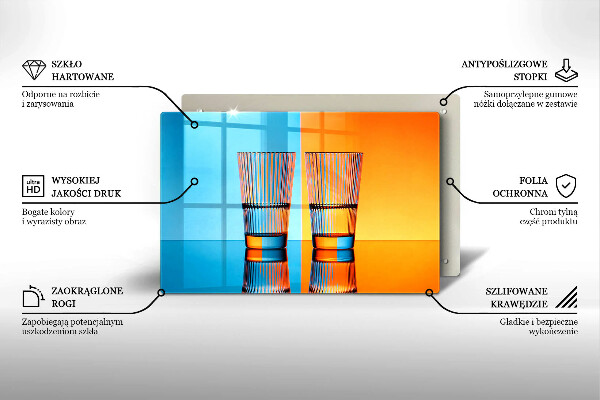 Skärbräda glas modern Två glas vatten