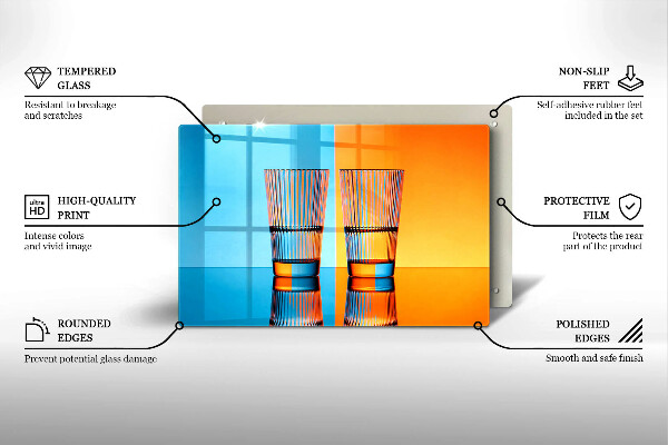 Skärbräda glas modern Två glas vatten