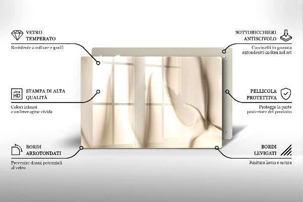 Skärbräda glas modern Krämig glass