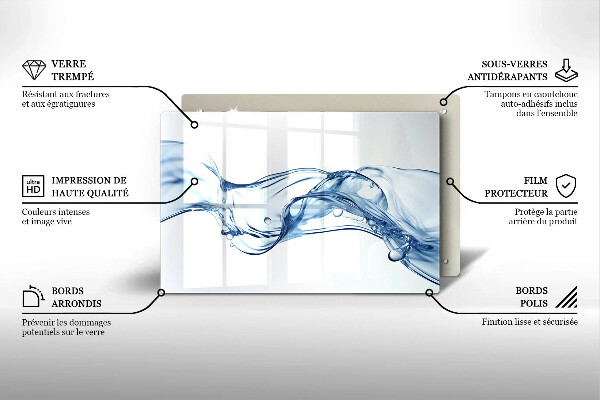 Skärbräda glas modern Kristallklart vatten