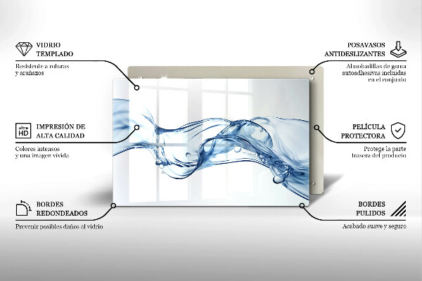 Skärbräda glas modern Kristallklart vatten