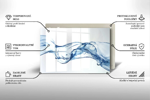 Skärbräda glas modern Kristallklart vatten
