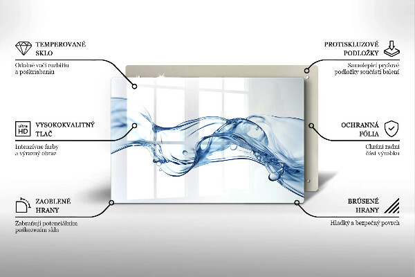 Skärbräda glas modern Kristallklart vatten