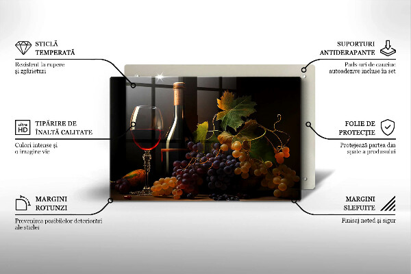 Skärbräda glas modern Ett glas vin och druvor