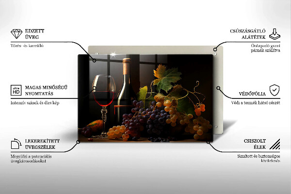 Skärbräda glas modern Ett glas vin och druvor