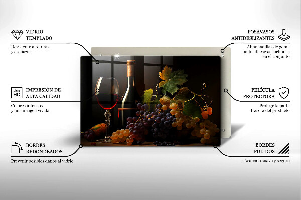 Skärbräda glas modern Ett glas vin och druvor
