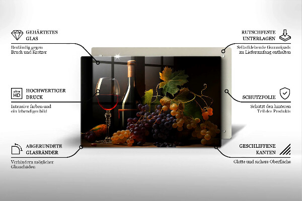 Skärbräda glas modern Ett glas vin och druvor