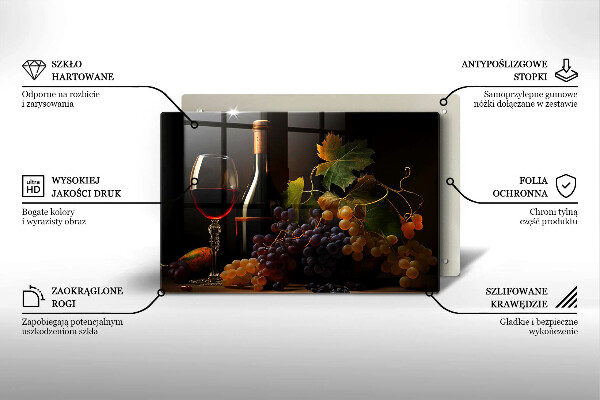 Skärbräda glas modern Ett glas vin och druvor