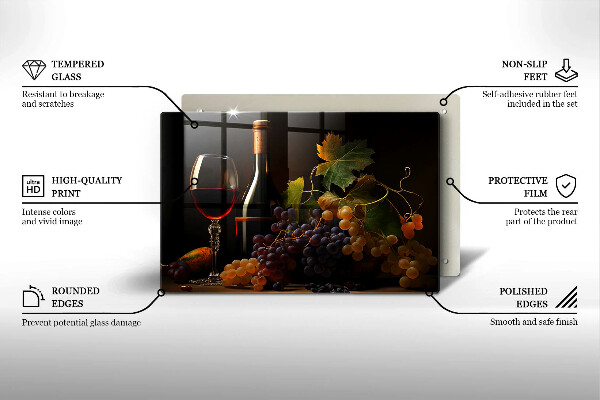 Skärbräda glas modern Ett glas vin och druvor