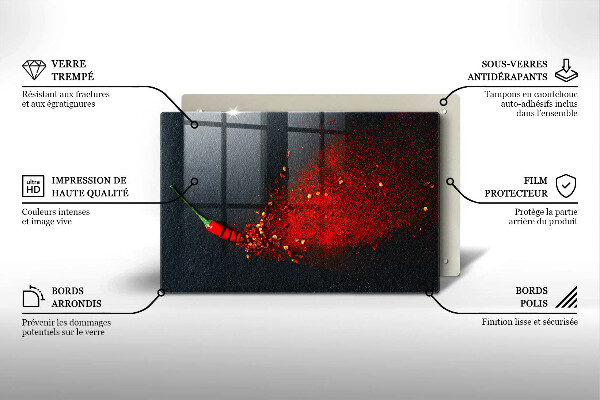 Skärbräda glas modern Chilipeppar