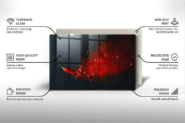 Skärbräda glas modern Chilipeppar