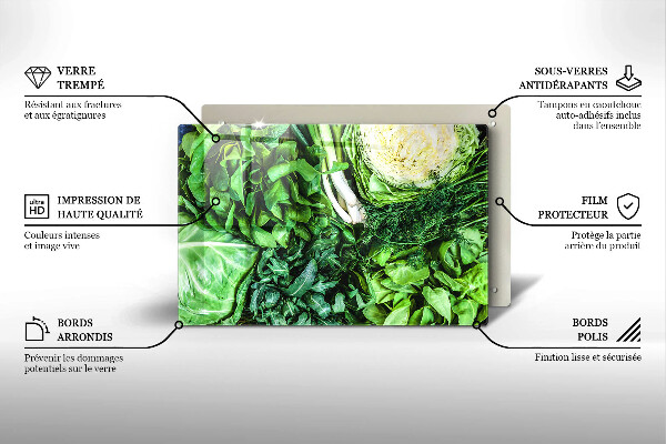 Skärbräda glas modern Gröna grönsaker