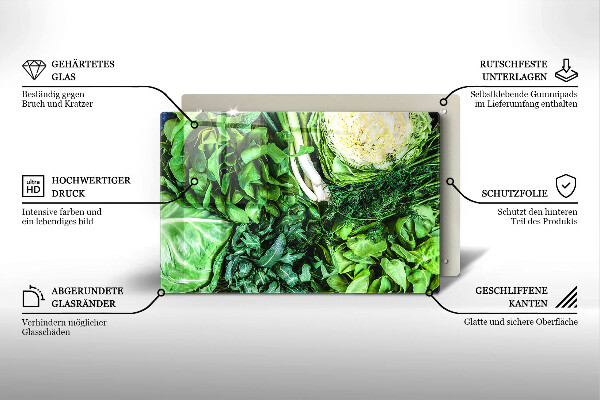 Skärbräda glas modern Gröna grönsaker