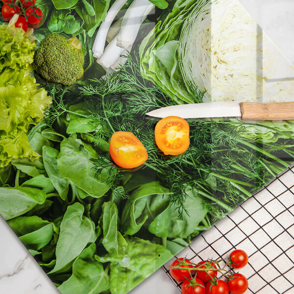 Skärbräda glas modern Gröna grönsaker