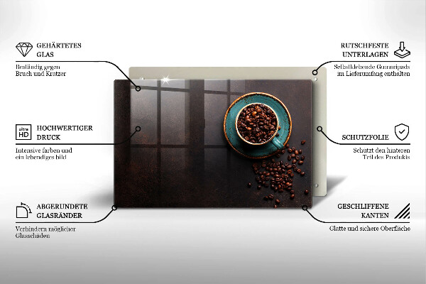 Skärbräda glas modern En kopp kaffebönor