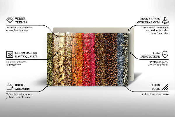 Skärbräda glas modern Färgglada kryddor