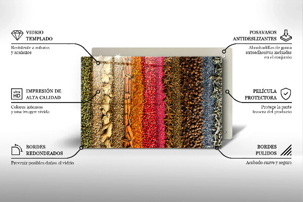 Skärbräda glas modern Färgglada kryddor