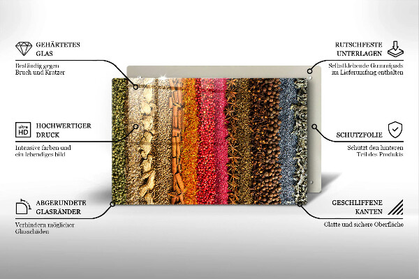 Skärbräda glas modern Färgglada kryddor