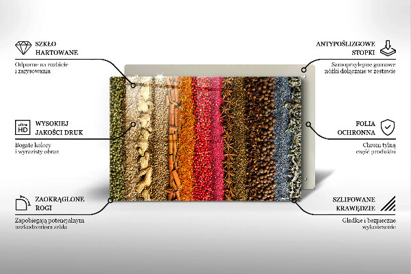 Skärbräda glas modern Färgglada kryddor